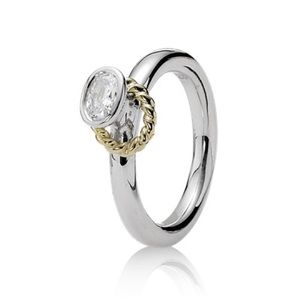 Authentic Pandora CZ Halo ring w/gold. 💎
